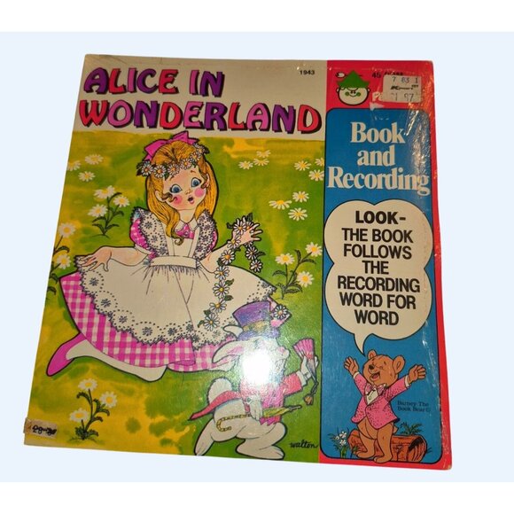 Alice In Wonderland Book& Recording Vintage 1981 Peter Pan With Barney The Book - Picture 2 of 7